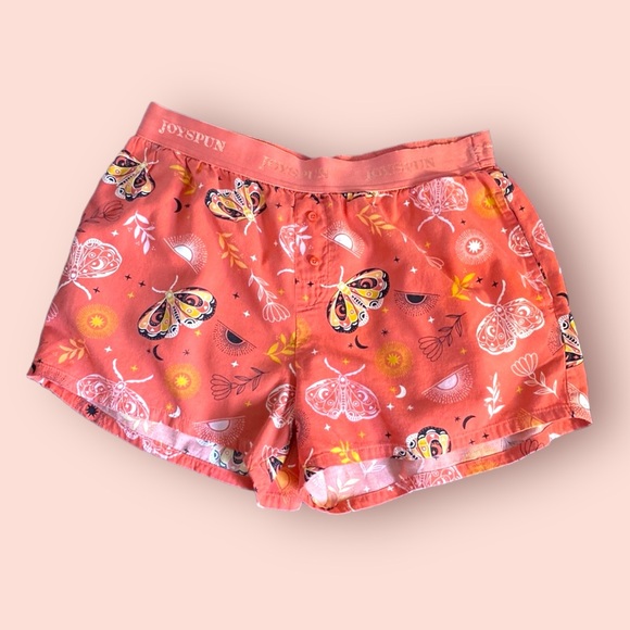JOYSPUN Orange Moth Print Pajama Shorts, Size S. - Picture 4 of 13